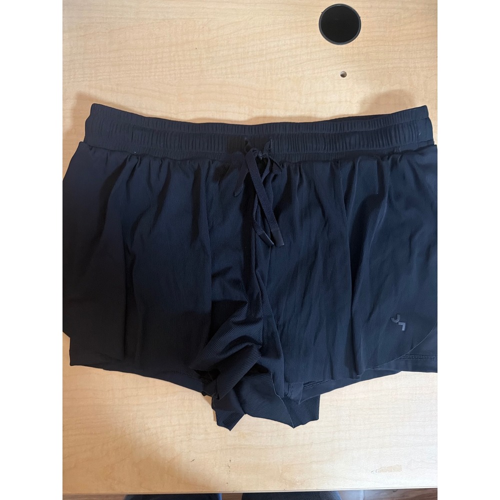 JoyLab Black Ribbed 2-in-1 Running Shorts with Built-in Liner and Drawstring
